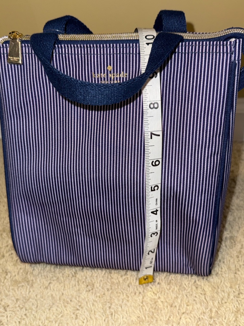 kate spade Navy and White Pinstripe Lunch Bag - Picture 12 of 13